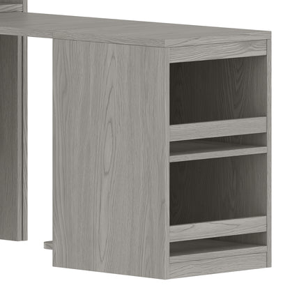 Multifunctional Wardrobe with 2 Doors and Hanging Rod, Wooden clothes closet with Convertible Desk and Storage Drawers – Model W1580S00476