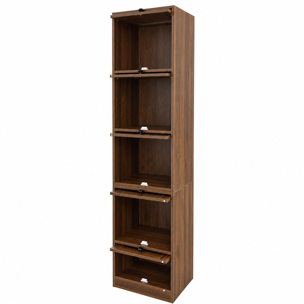 5-Tier Slim Tall Bookcase, Narrow Storage Cabinet with  Glass Flip Up Doors, Freestanding  Display Bookshelf, Vertical Corner Storage Organizer for Living Room, Bedroom, Home Office
