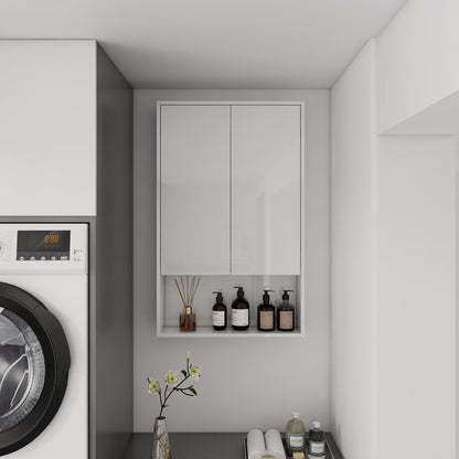 24" Bathroom Wall Cabinet, Soft Close Doors, Float Mounting Design,Glossy White,(KD-Packing)