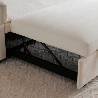 55' Velvet Two Seater Pull Out Sofa Bed, Adjustable Backrest With  USB Ports, Two Side Pockets, 3 in 1 Convertible Sleeper Sofa Bed, Modern Love Seat Lounge,2 waist pillows for living rooms,BEIGE