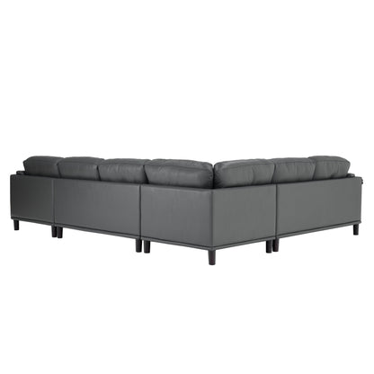Leather Match U-Shape Sectional