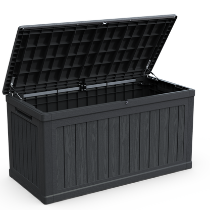 230 Gallon Large Outdoor Storage XXL Deck Box for Patio Furniture, Outdoor Cushions, Garden Tools and Sports/Pools Equipment, Waterproof Resin, Lockable, Black