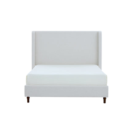 Harper Tall Headboard Upholstered Bed with Elegant Simplicity in Cream White Boucle, King Size, Easy Assembly