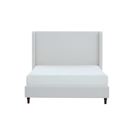 Harper Tall Headboard Upholstered Bed with Elegant Simplicity in Cream White Boucle, King Size, Easy Assembly