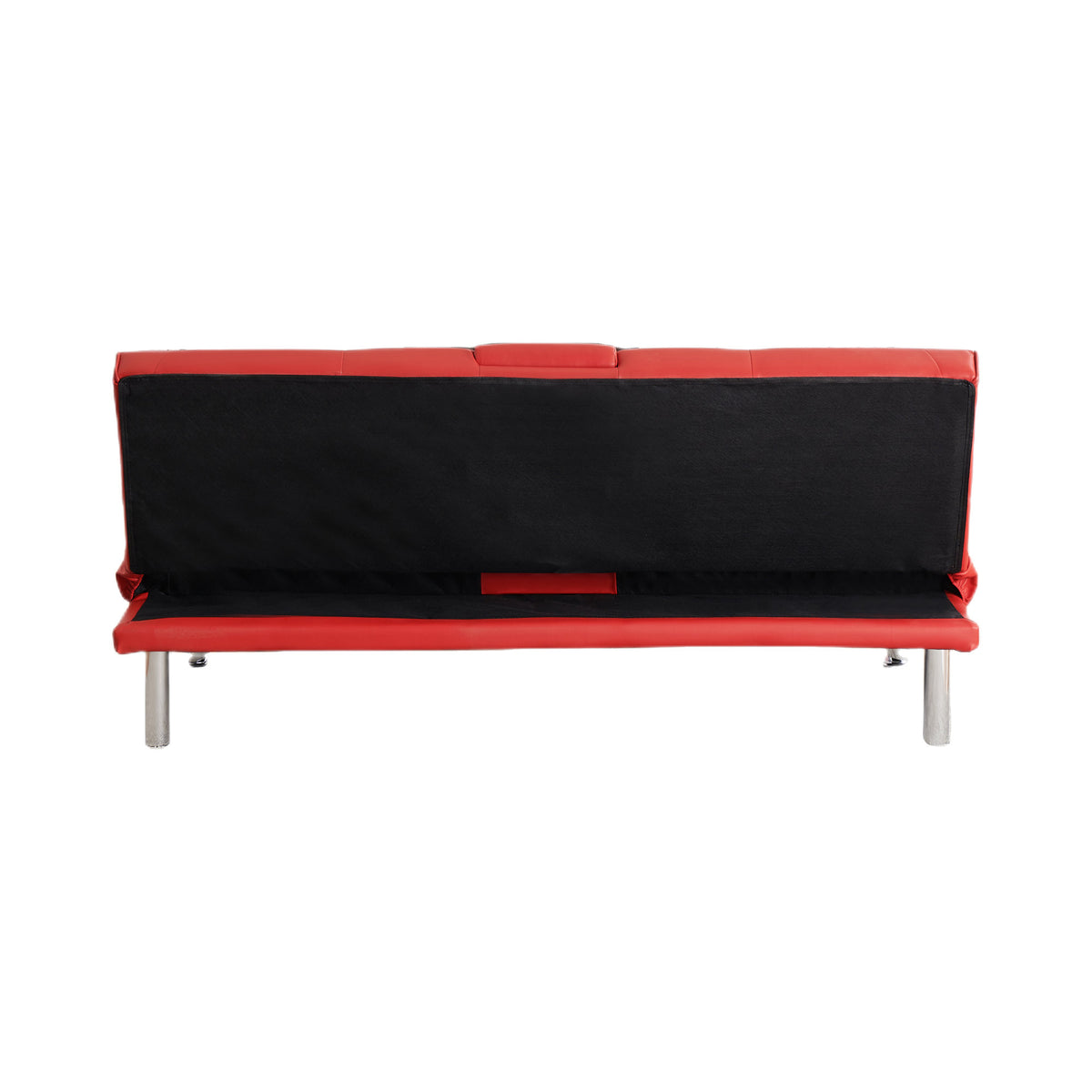 67-inch Red Leather Multifunctional Double Folding Sofa Bed with Coffee Table for Office Use