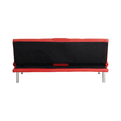 67-inch Red Leather Multifunctional Double Folding Sofa Bed with Coffee Table for Office Use