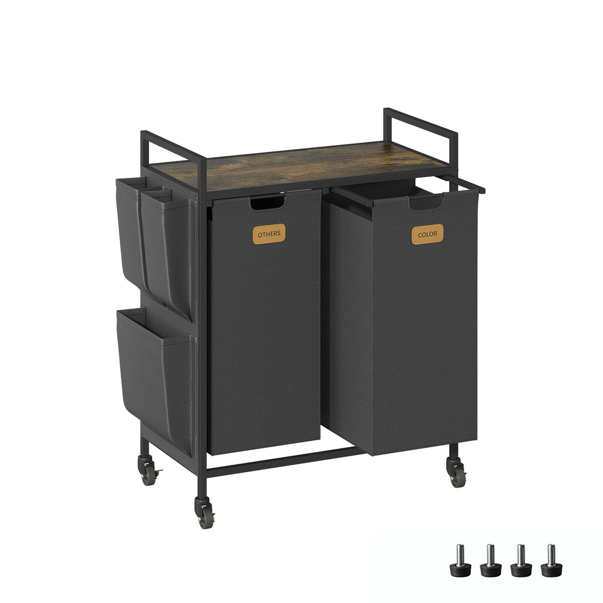 2 Section Laundry Hamper, Laundry Sorter with Wheels, Laundry Basket Organizer with Shelf & 2 Pull-Out Removable Bags, Dirty Clothes Hamper Organizer for Laundry Room Bathroom Dorm ,26.4 gallons(100L)