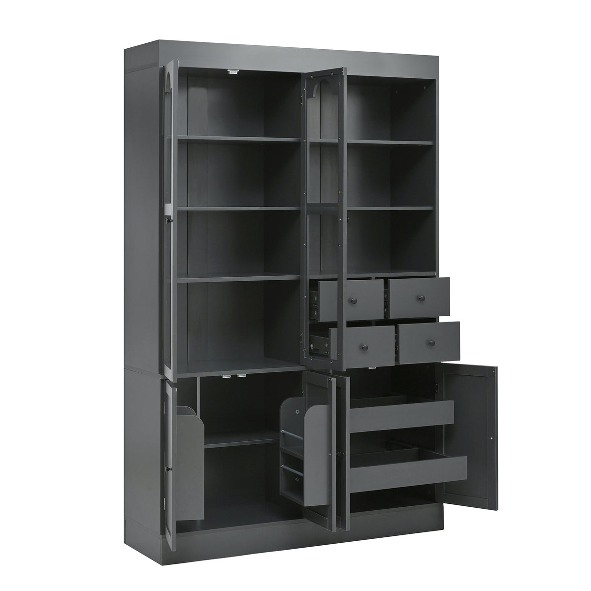 [Assembly Video Provided] TOPMAX 47.2x15.7x75inch Freestanding Buffet with Hutch, Tall Kitchen Pantry Cabinet with 4 Drawers