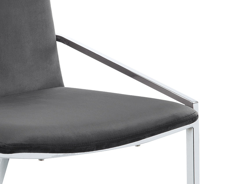 Zlatan Gray Velvet & Chrome Finish Side Chair (Set of 2)