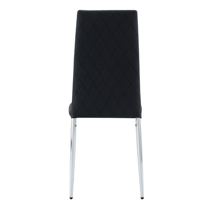Modern Style Dining Chairs Set of 6 in Black, Essential for Minimalist Homes.Meeting Family Dining Needs, PU Material Seat