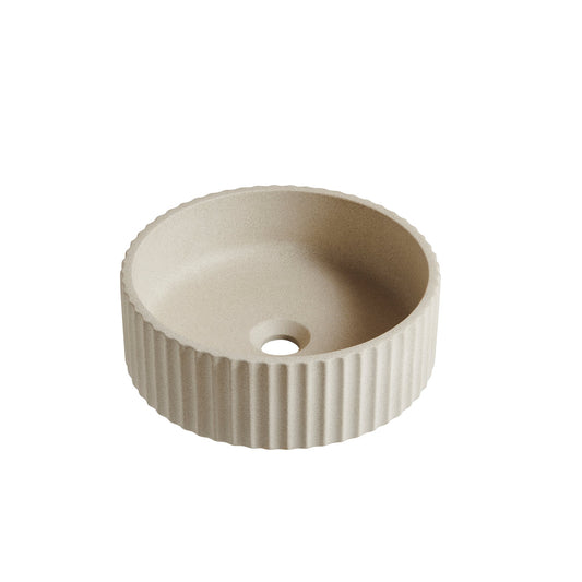 Lumi 14'' Bathroom Sink, Round Microcement Basin, NO Cabinet,NO Faucet and Sink Cover,Cement Beige Color