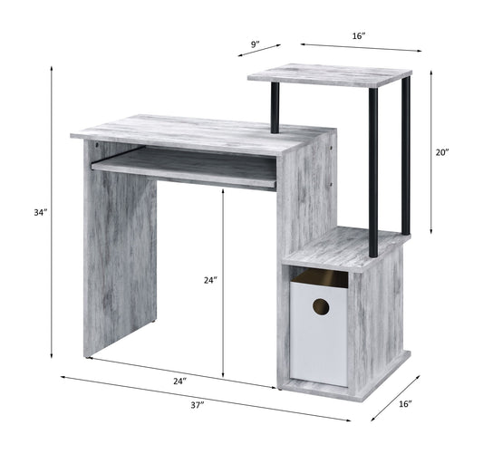 Lyphre Antique White & Black Finish Computer Desk