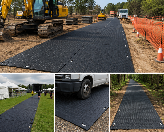 7.2FT x 4FT, 12-piece grounding protection mats – black, paving boards
