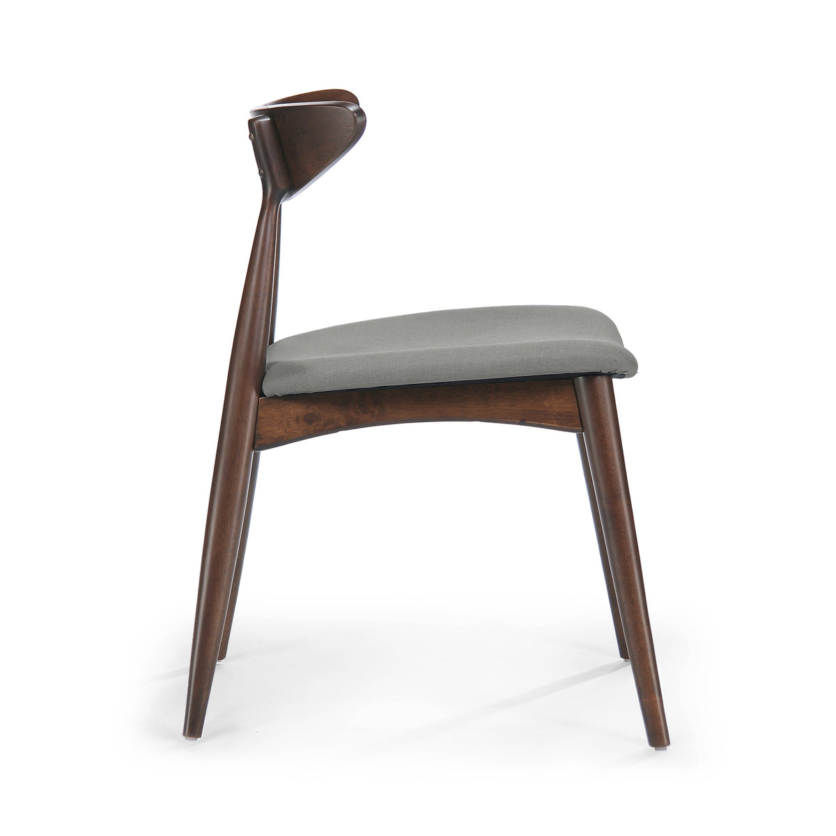 Set of 2 Retro Rubberwood Dining Chairs with Ergonomic Back & Plush Cushions in Walnut and Light Gray, Solid Rubberwood Frame with TSCA-Certified Foam Seats