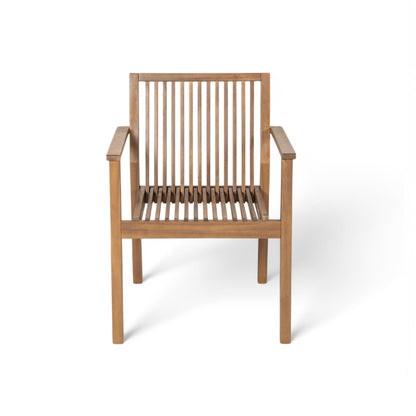Patio Dining Chair Set of 2 - Sturdy Acacia Wood, Comfortable Waterproof Seating, 400 lbs Capacity, Brown Color Frame