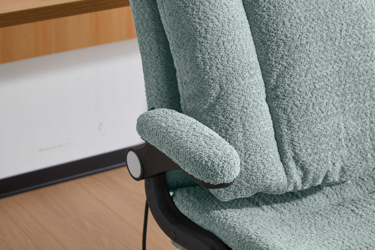 Criss Cross Legged Office Chair with Flip-Up Back Built-In Dynamic Airbag Lumbar Support, Wide Seat Desk Chair with Flip-Up Arms and Wheels, Modern Cross-Leg Chair for Home Office, Vanity, Light Green