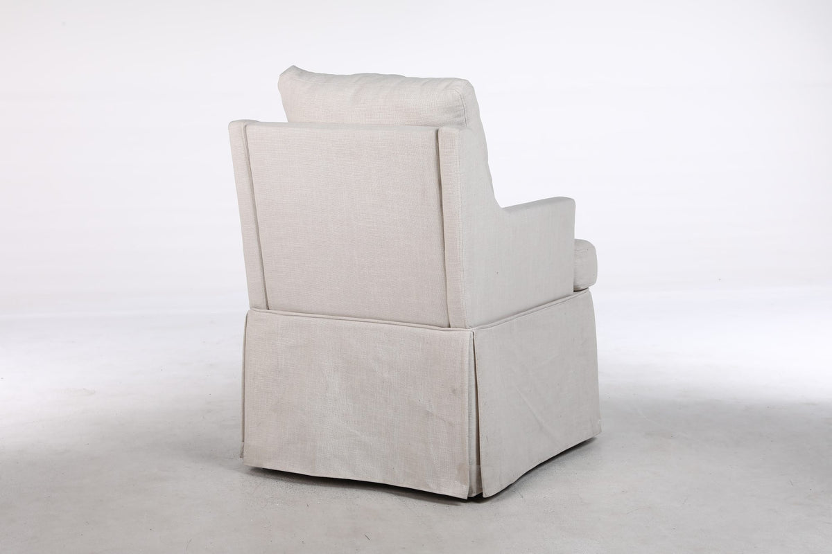 Upholstered Dining Chairs Set of 1, Modern Kitchen Chair Dining Room Chair with 4 Casters, Linen Armchair for Bedroom Reading Room Living Room, Beige