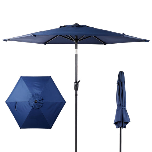 7.5 FT Patio Umbrella, Outdoor Market Yard Umbrella, Sun Shade Umbrella with Push Button Tilt and Crank Mechanism – Blue