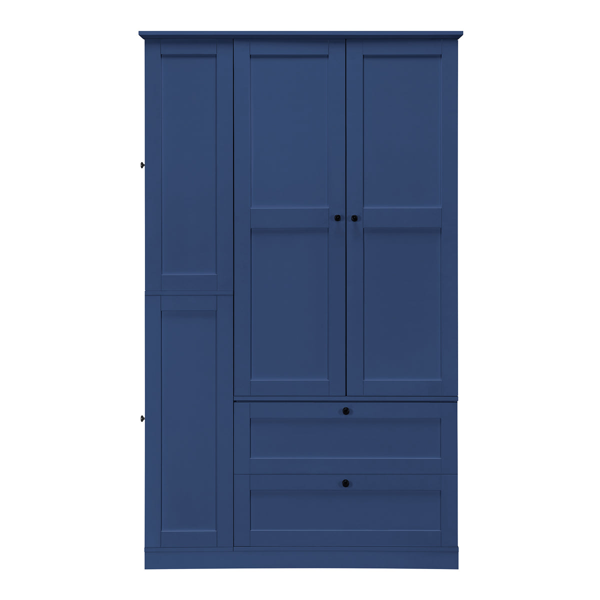TOPMAX 73.6" Tall Farmhouse Kitchen Pantry Cabinet with 8 Shelves, 2 Drawers, 3 Pull-Out Trays, 4 Doors and Side Cabinets, Blue