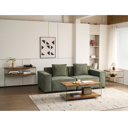 MDF CoffeeTable, Small Tea Table, Walnut Tempered Glass Sofa Table
