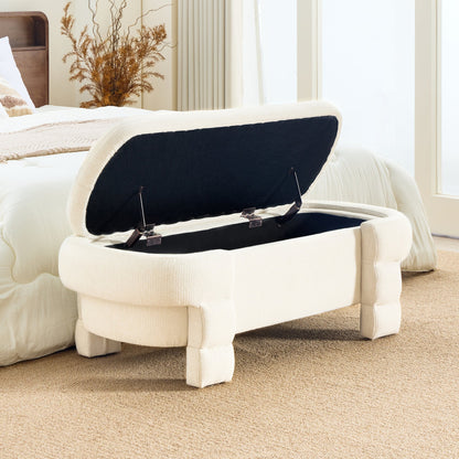 48.8" Ottoman with Storage,Storage Bench,Upholstered Entryway Bench with Seating, End of Bed Ottomans for Living Room, Bedroom, Modern Entryway Benchs,Beige