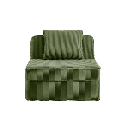 Armless Sofa W/Pillow Corduroy -Green