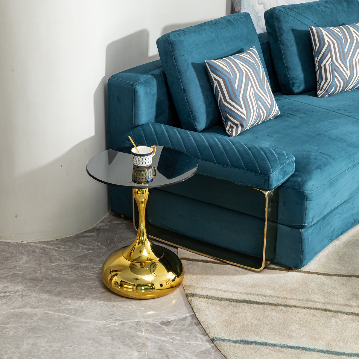 small round side table for small space ,Cocktail Table,,Living Room Small Coffee Table, end table, tempered glass top
