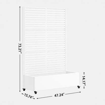 Metal Planter Box with Trellis,  73"x47"x16" Metal Raised Garden Bed with Trellis, Metal Planter Box with Drainage Holes & Lockable Wheels & Privacy Screen for Climbing Plants, Vegetables, Vines