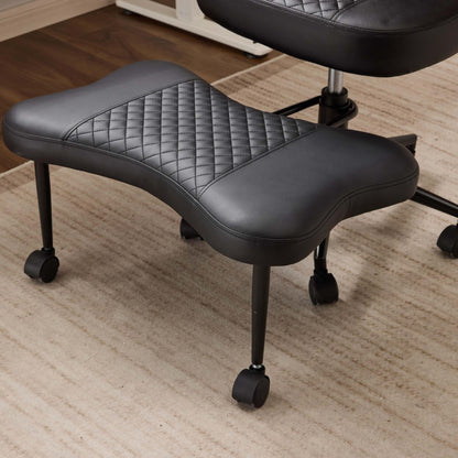 Meditation chair, an ergonomic cross-legged seating chair with lumbar support and a height-adjustable seat cushion, ideal for people engaged in high-intensity office work. Black