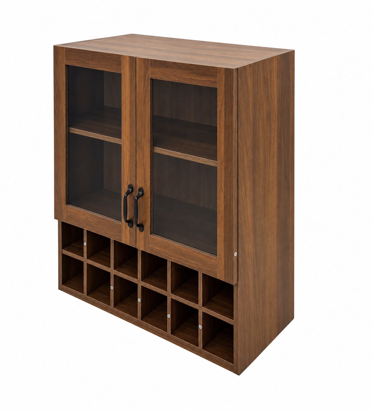 Wall-Mounted Wine Cabinet with Glass Doors, Hanging Wine Rack Storage Cabinet for Home Kitchen Dining Room