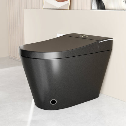 Smart Bidet Toilet with Auto Open/Close Seat, Warm Water Wash, Heated Seat, and Dryer in Black Ceramic, One-Piece Design