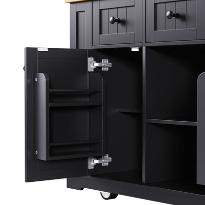 K&K 53inch Large Kitchen Island with Drop Leaf, Power Outlet, Door Internal Storage Rack