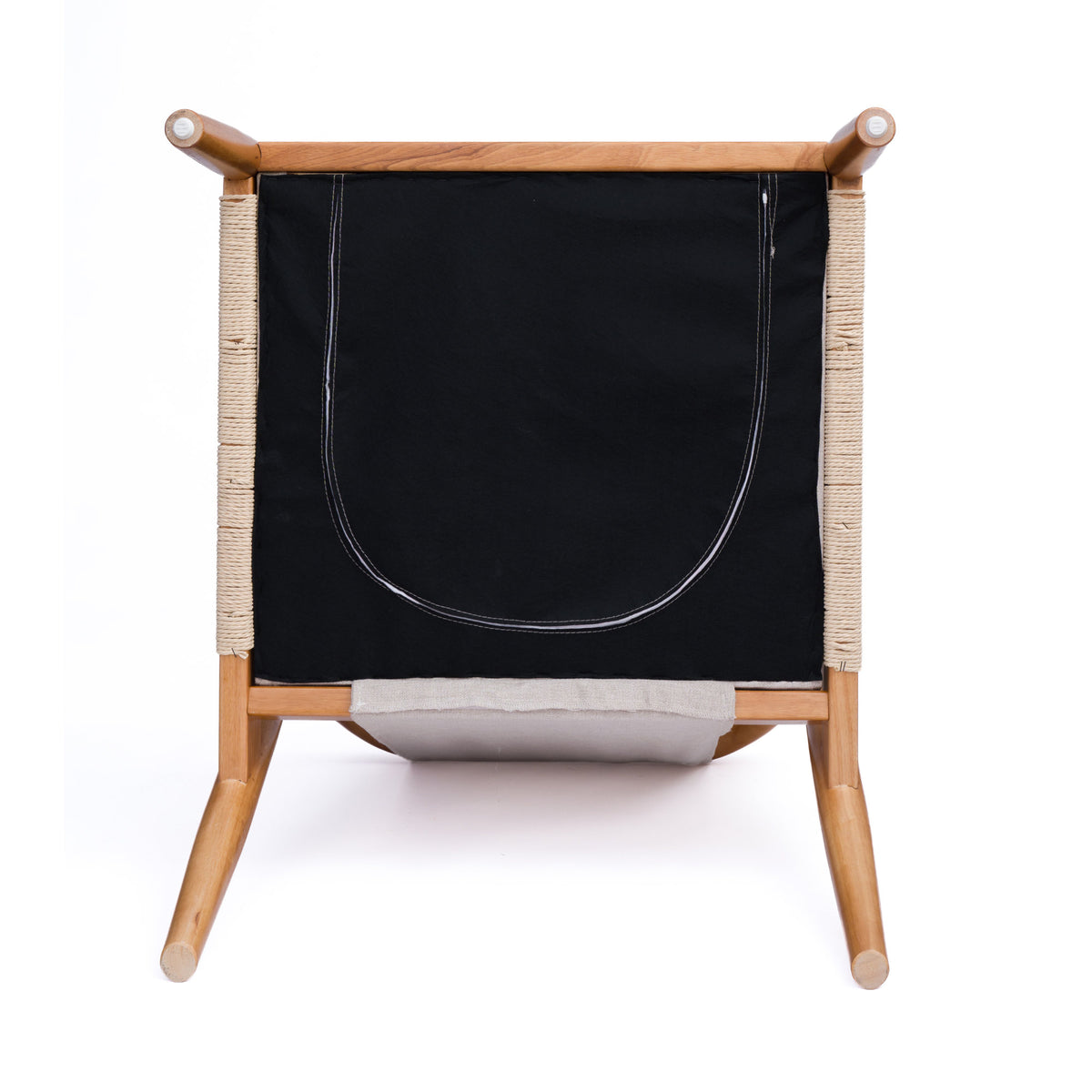 Accent Chair, Solid Hardwood Frame with Hand-Woven Paper Rope Arm, Mid-Century Modern Armchair with Soft Linen-Blend Cushion, Natural Wood Finish for Living Room, Bedroom, Reading Nook, Entryway