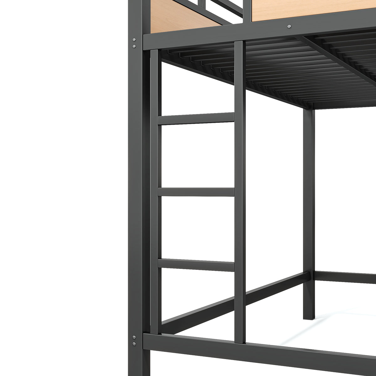 Twin XL size Loft Bed Frame with Storage Shelves and Pegboard, Metal Loft Bed with USB Ports and LED Lights, Safe and Sturdy, Natural