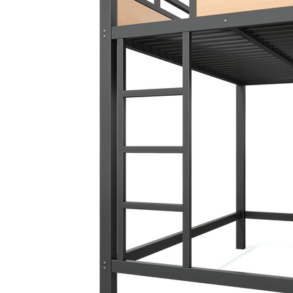Twin XL size Loft Bed Frame with Storage Shelves and Pegboard, Metal Loft Bed with USB Ports and LED Lights, Safe and Sturdy, Natural