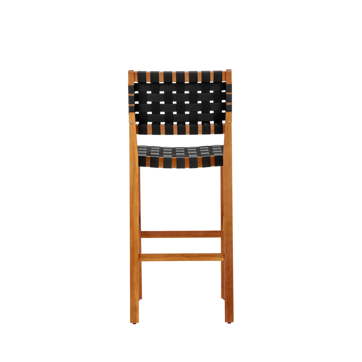 30.5 Inch Seat Height Outdoor Acacia Solid Wood Patio Side Chair, Black Pe Woven Rope, Breathable and Comfortable,Indoor & Outdoor Use,Teak Finish+Black Rope(set of 2)