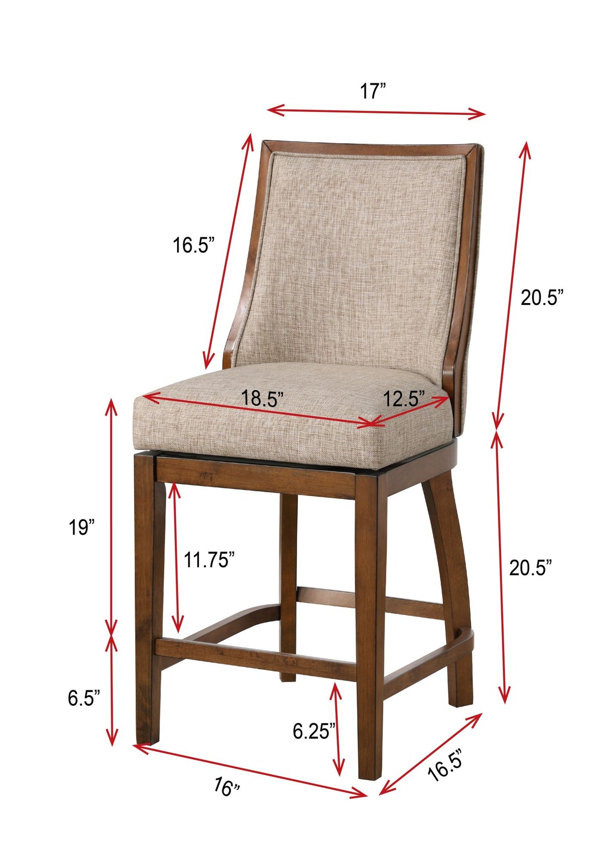 Katherine Barstool - Walnut & Beige