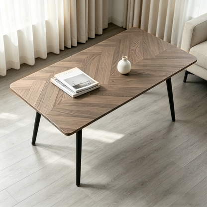 Modern minimalist MDF wood color desktop, black metal legs, small sized dining table, computer desk, office desk, kitchen table