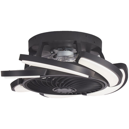 Black Bladeless Ceiling Fan with Remote Control, 6 Speeds Dimmable Light, Enclosed Low Profile for Bedroom Living Room, 17-Inch