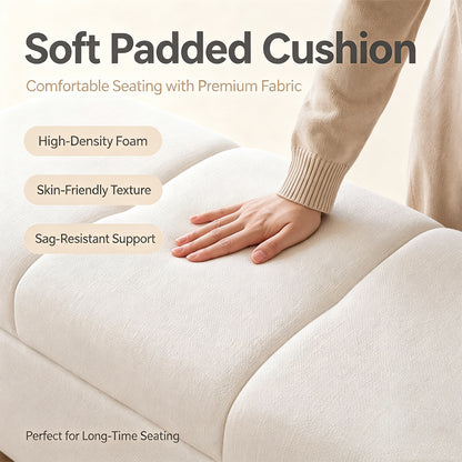 Modern Bed End Bench, Upholstered Storage Sofa Stool, Rectangular Storage Ottoman, Storage Ottoman Suitable for Bedroom, Living Room and Office.Beige