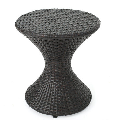 Outdoor 16-inch Multi-brown Wicker Hourgla Side Table