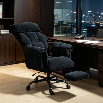 Office Chair,Reclining Computer Desk Chair with Retractable Footrest and Padded Headrest,Executive High‑Back Office Chair,Adjustable Seat Height for Home & Office Workspace(Only 1pcs Office Chair)