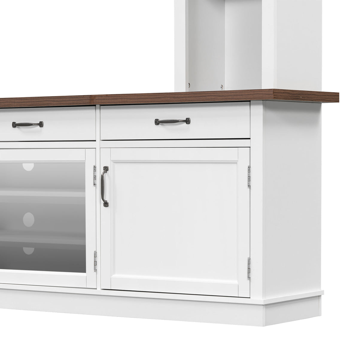 94.3' Extra Long Farmhouse TV Stand with 7-Color LED Lights, Adjustable Shelves & Storage Cabinets, Modern Entertainment Center Media Console for 65 Inch TVs for Living Room