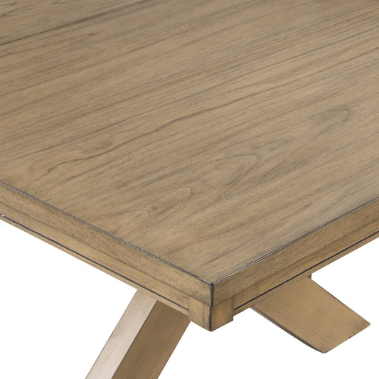 Raven Wood Trestle Extendable Dining Table with Leaf, Glazed Pine Brown - Table Base