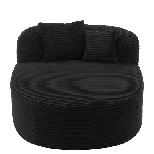 Modern Chaise Lounge Sofa Boneless Couch with Supportive Pillows, Black Corduroy, 51.6' Sofa Bed