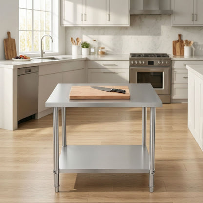 Commercial Stainless Steel Kitchen Prep Table 36''x24'' with Under Shelf for Restaurant and Home Use Silver
