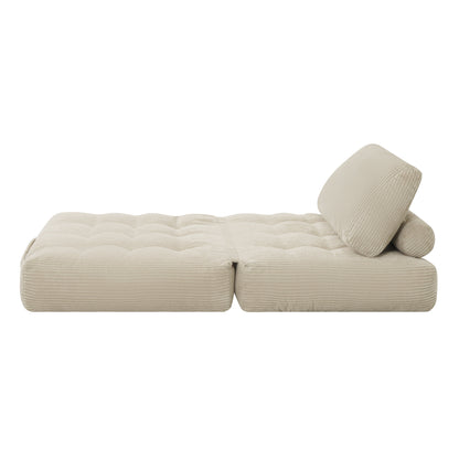 62.9"Corduroy Fabric Beanbag Couch for Living Room, Bedroom & Dorm, Cozy Fluffy Cloud Mini Couch-Corduroy-Camel