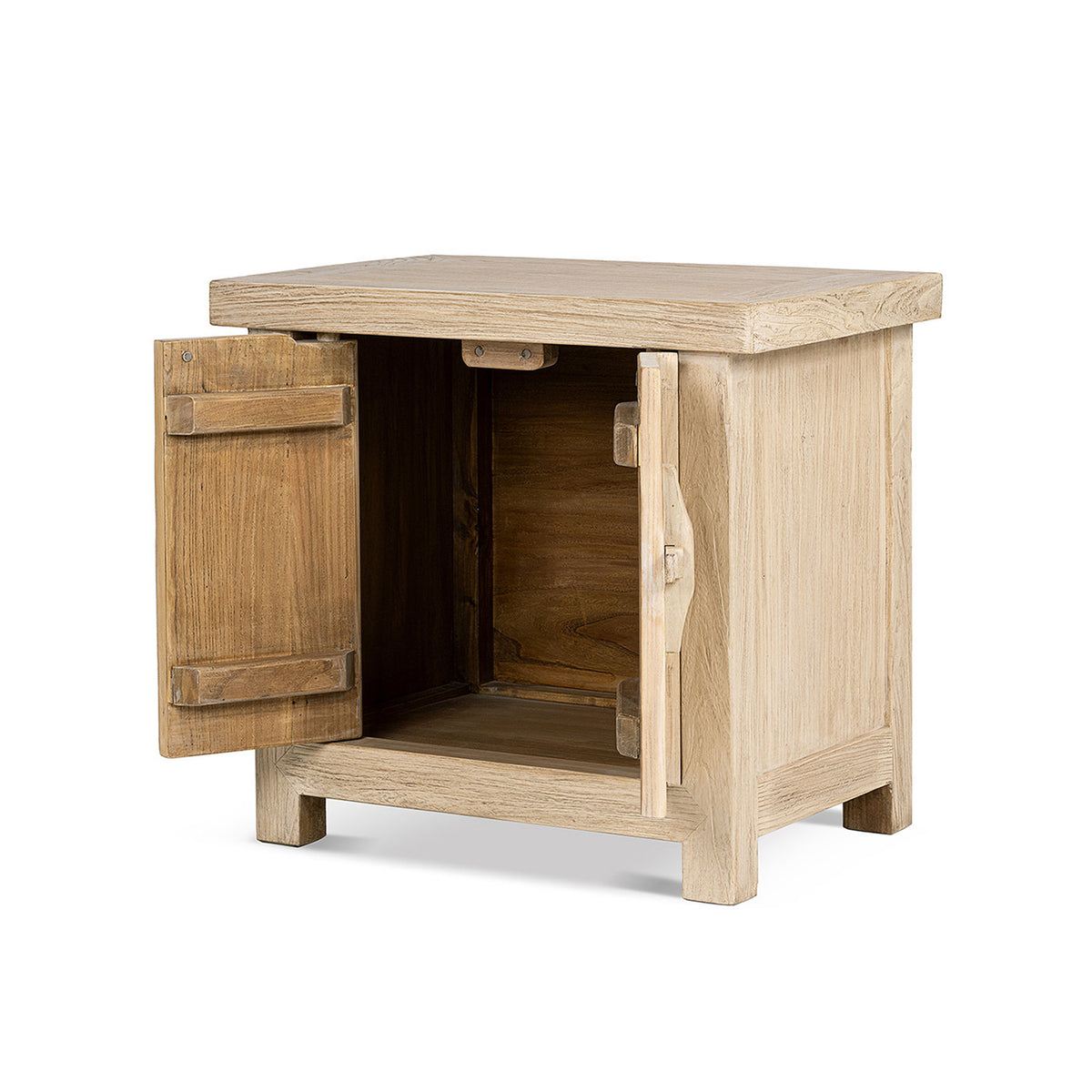 Rowan 26" Reclaimed Elm Wood 2-Door Cabinet, Light Natural Brown