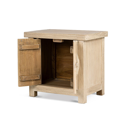 Rowan 26" Reclaimed Elm Wood 2-Door Cabinet, Light Natural Brown