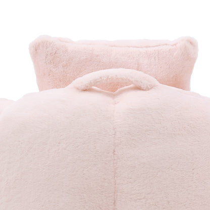 Giant Bean Bag Chair withFootstool, Oversized Bean Bag  for Adults and Kids, Faux Fur Shell-Shaped Large Chair with Filler, Stuffed Big Accent Sofa,  Floor Sofa for Gaming,Reading Living Room Bedroom